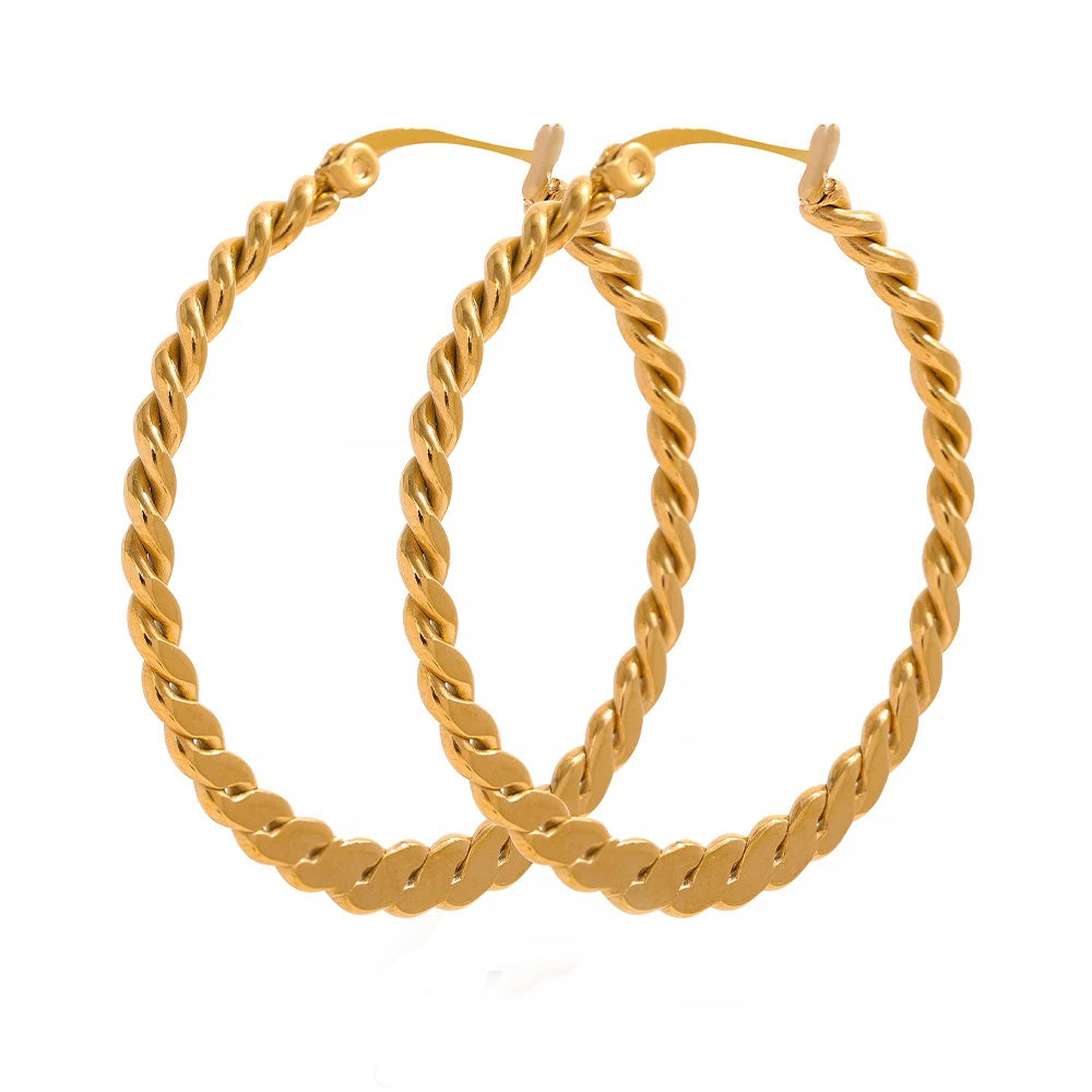 Twist big minimalist hoop earrings women fashion - product image