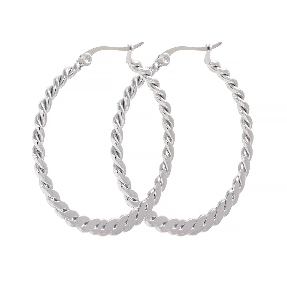 Twist big minimalist hoop earrings women fashion - product image