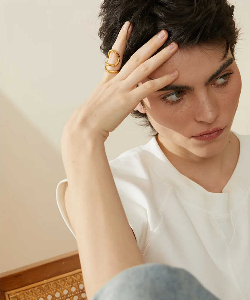 Twisted contemporary minimalist stainless steel ring - product image