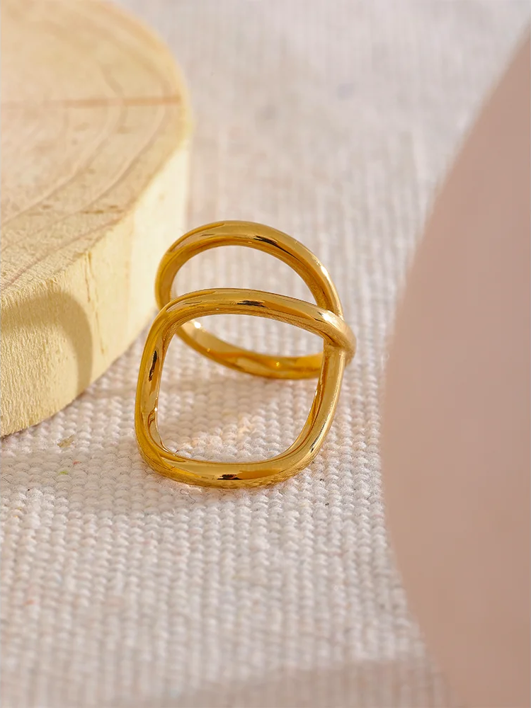 Twisted contemporary minimalist stainless steel ring - product image