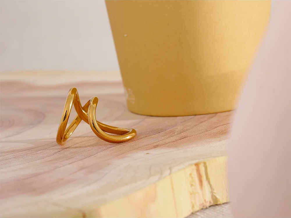 Twisted contemporary minimalist stainless steel ring - product image