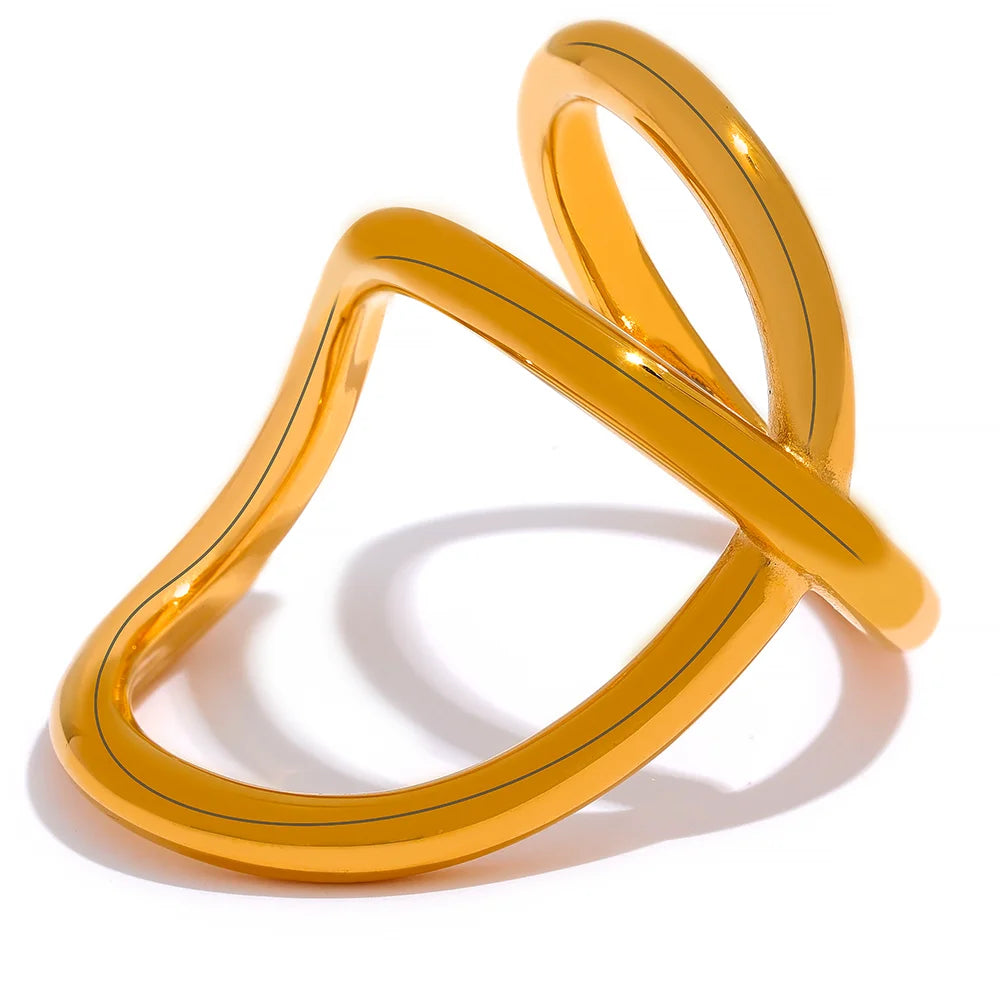 Twisted contemporary minimalist stainless steel ring - product image