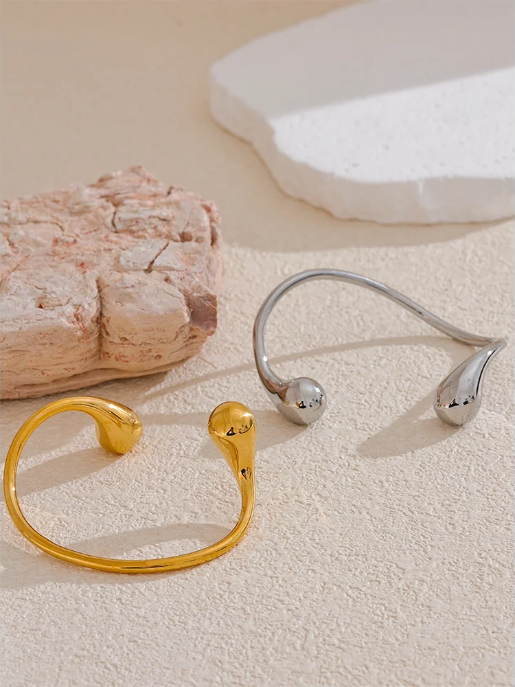 Twisted cuff open minimalist charm bracelet - product image