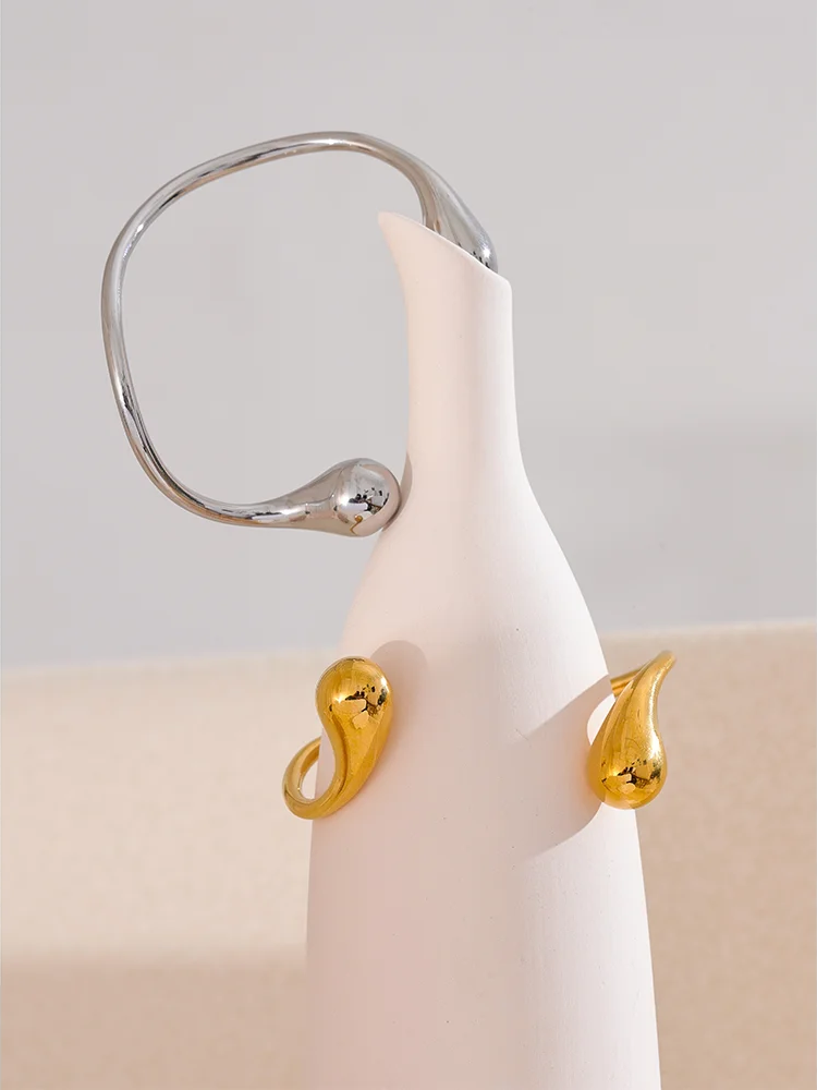 Twisted cuff open minimalist charm bracelet - product image
