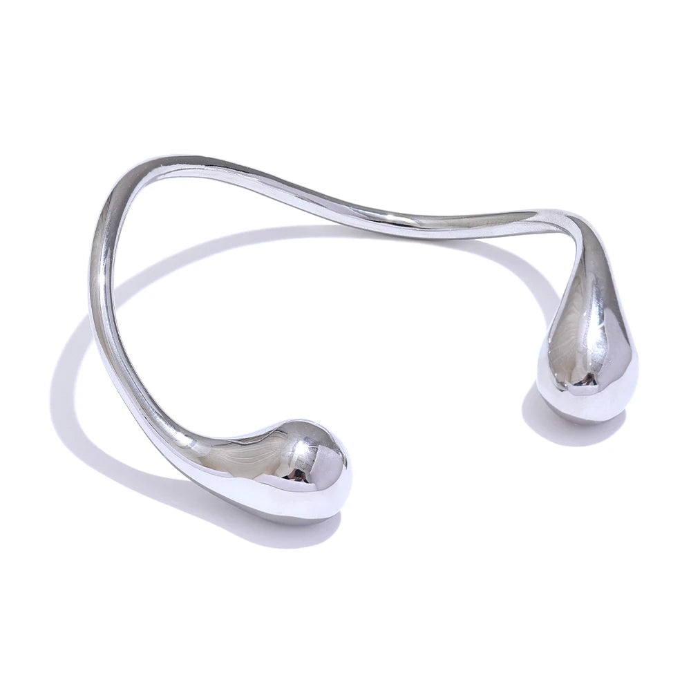 Twisted cuff open minimalist charm bracelet - product image