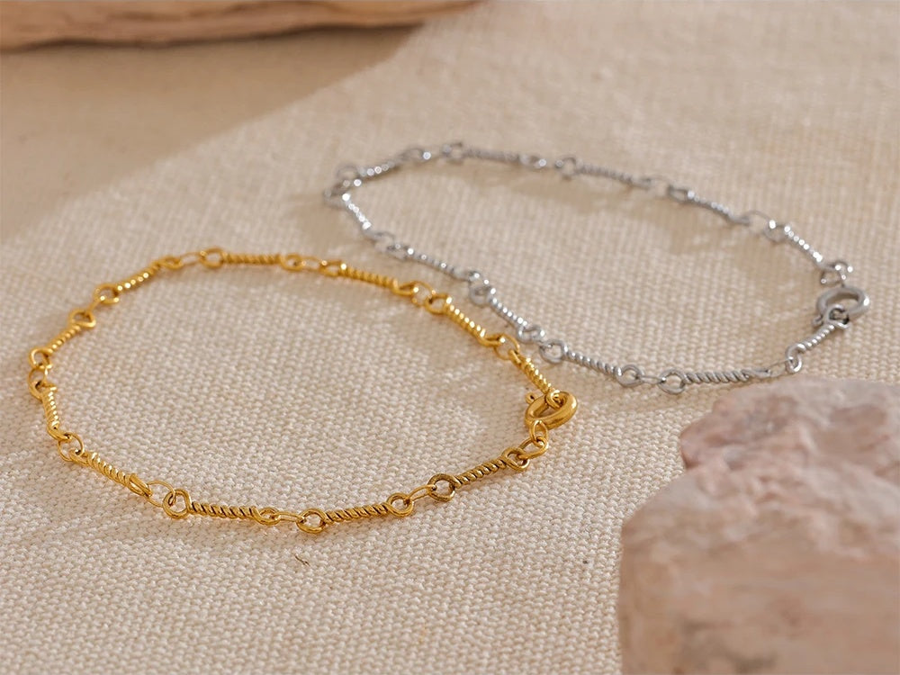Twisted handmade minimalist chain charm bracelet - product image