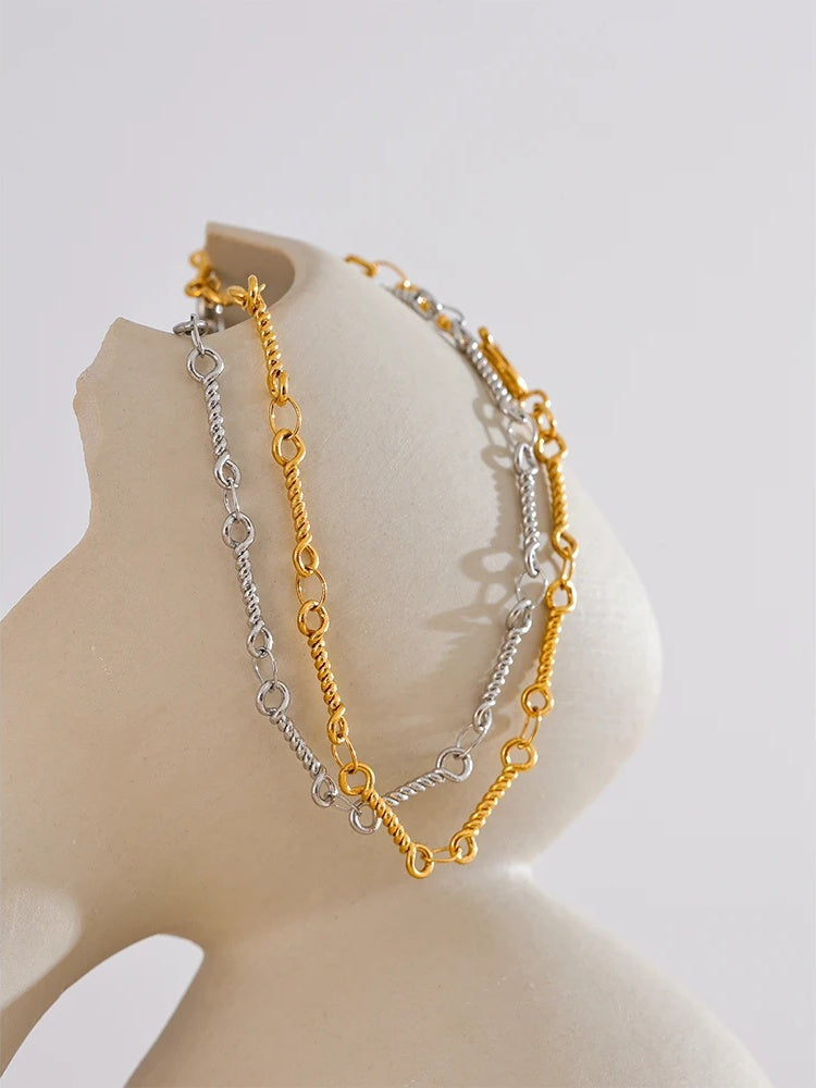 Twisted handmade minimalist chain charm bracelet - product image