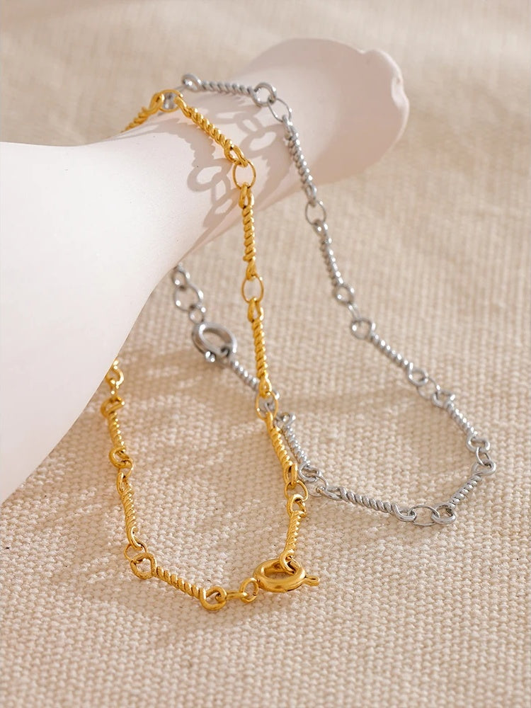 Twisted handmade minimalist chain charm bracelet - product image