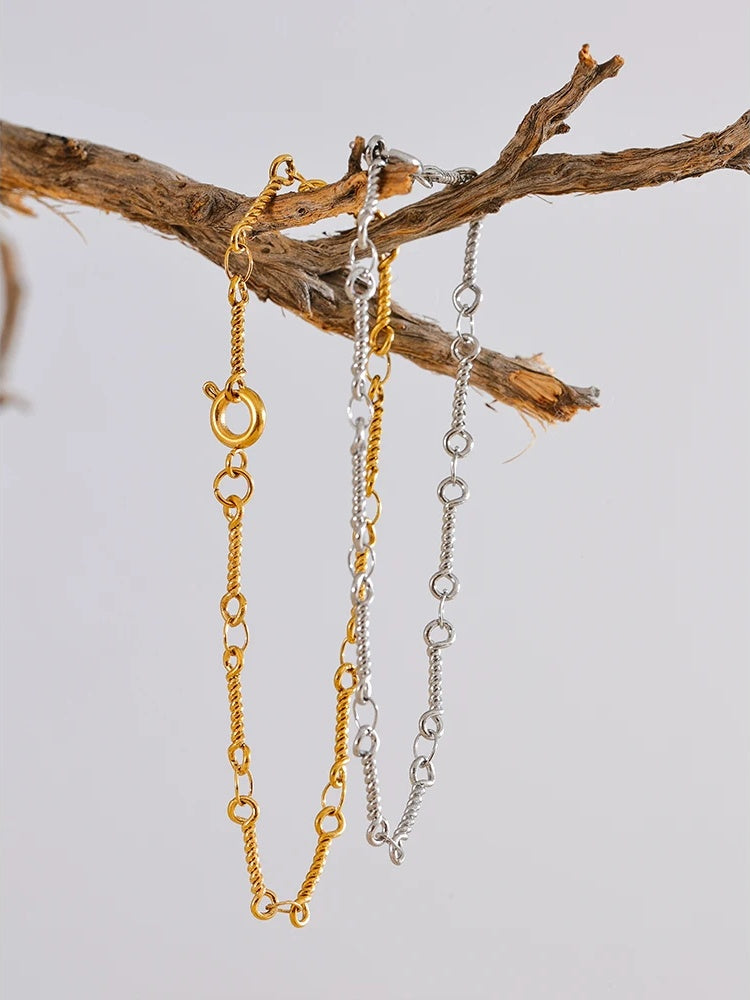 Twisted handmade minimalist chain charm bracelet - product image