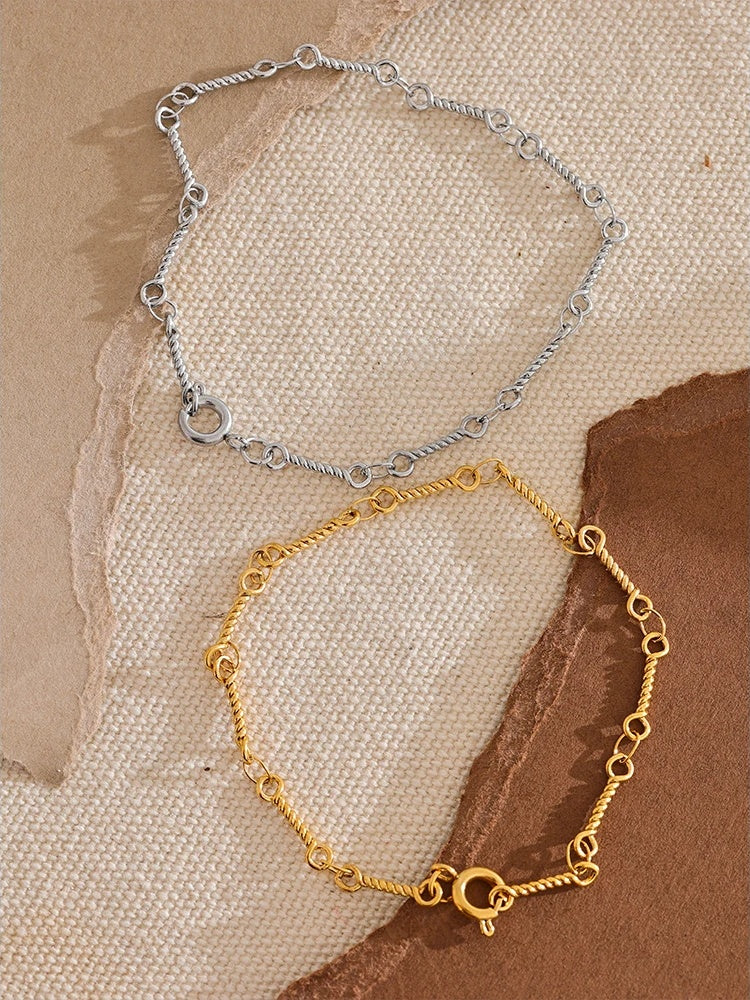 Twisted handmade minimalist chain charm bracelet - product image