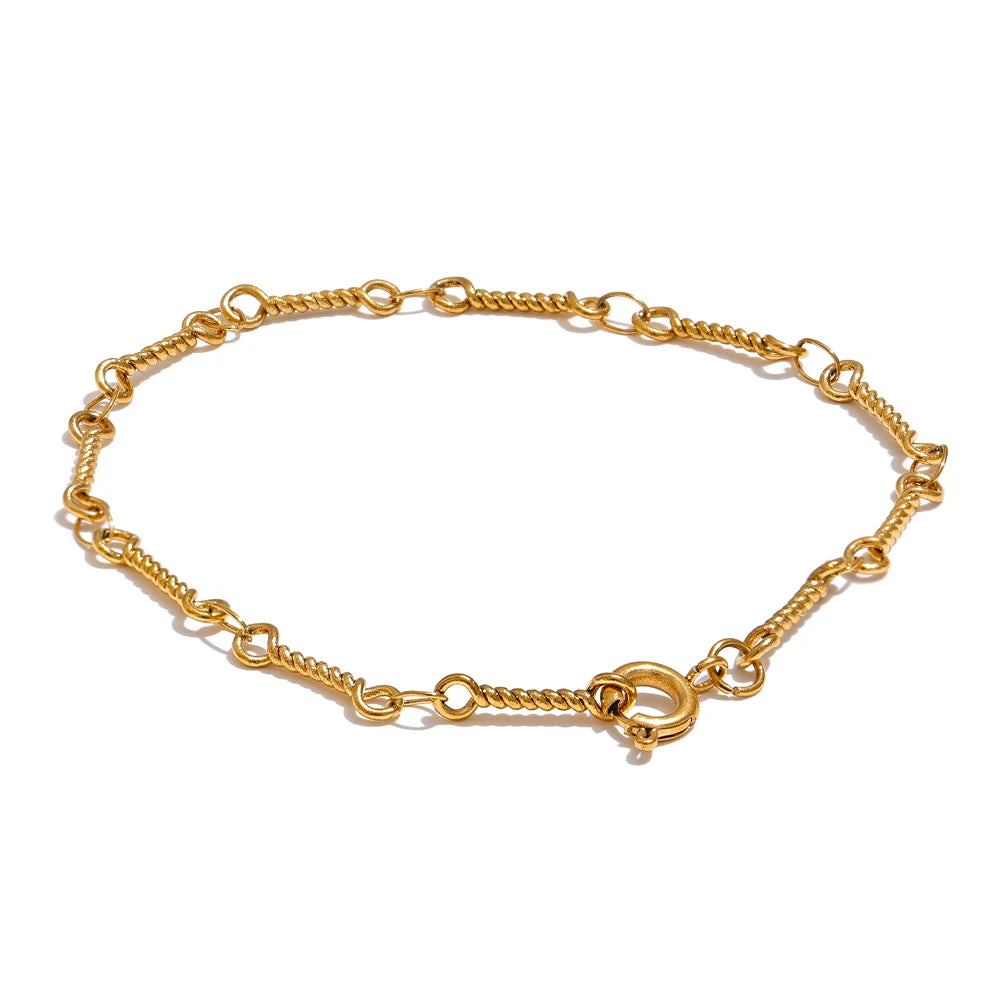 Twisted handmade minimalist chain charm bracelet - product image