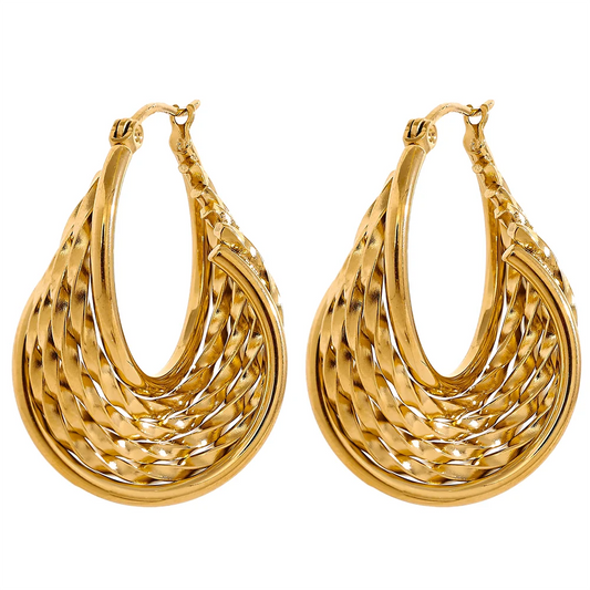 Twisted hollow hoop contemporary statement earrings - product image