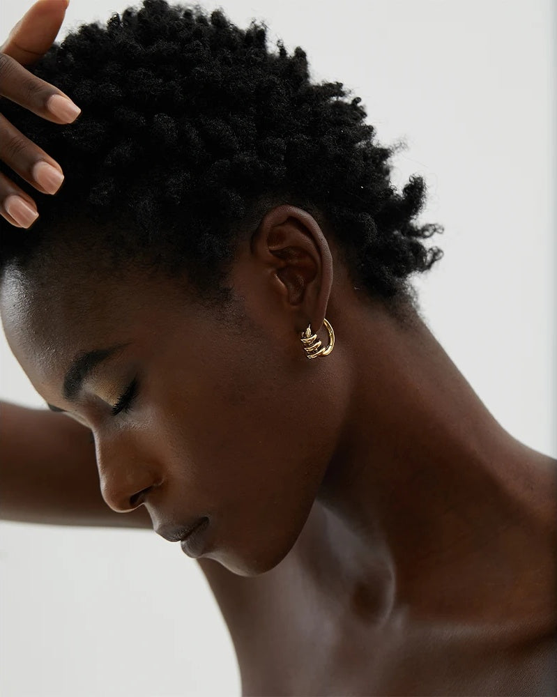Twisted modern hoop earrings women - product image