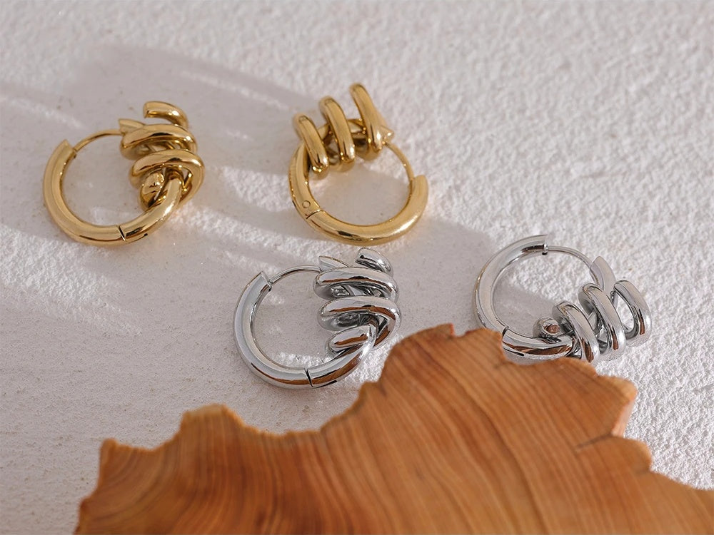 Twisted modern hoop earrings women - product image