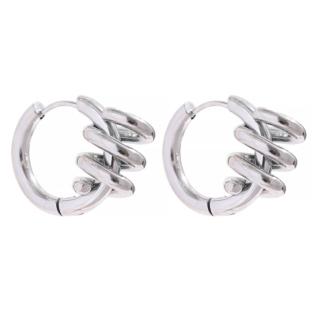 Twisted modern hoop earrings women - product image