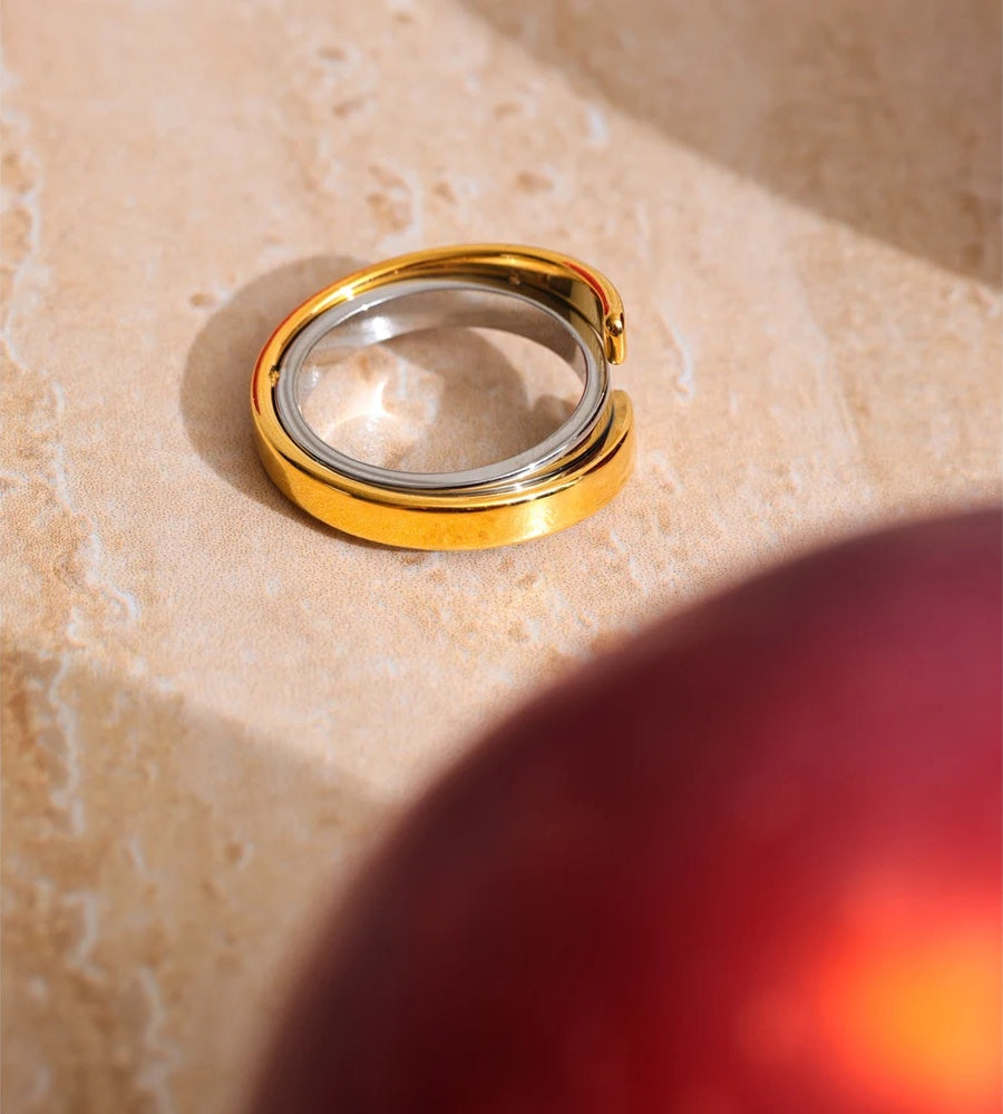 Two color minimalist modern finger ring - product image