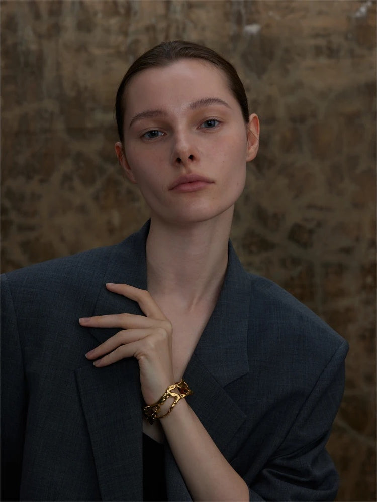 Unique design hollow wide cuff bracelet - product image
