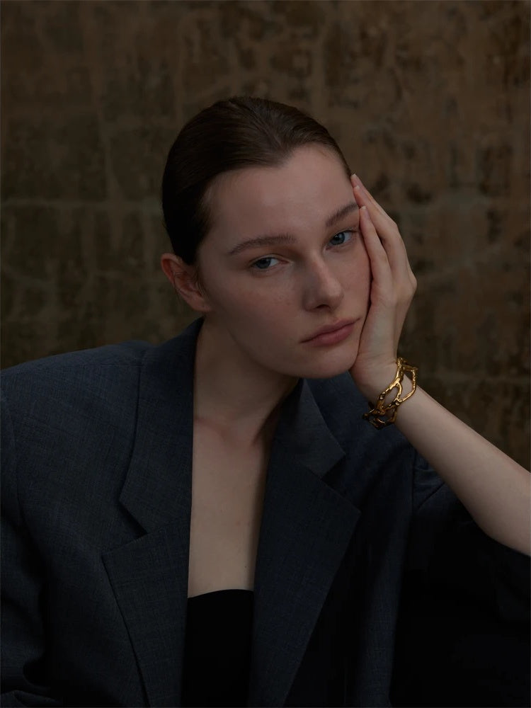 Unique design hollow wide cuff bracelet - product image