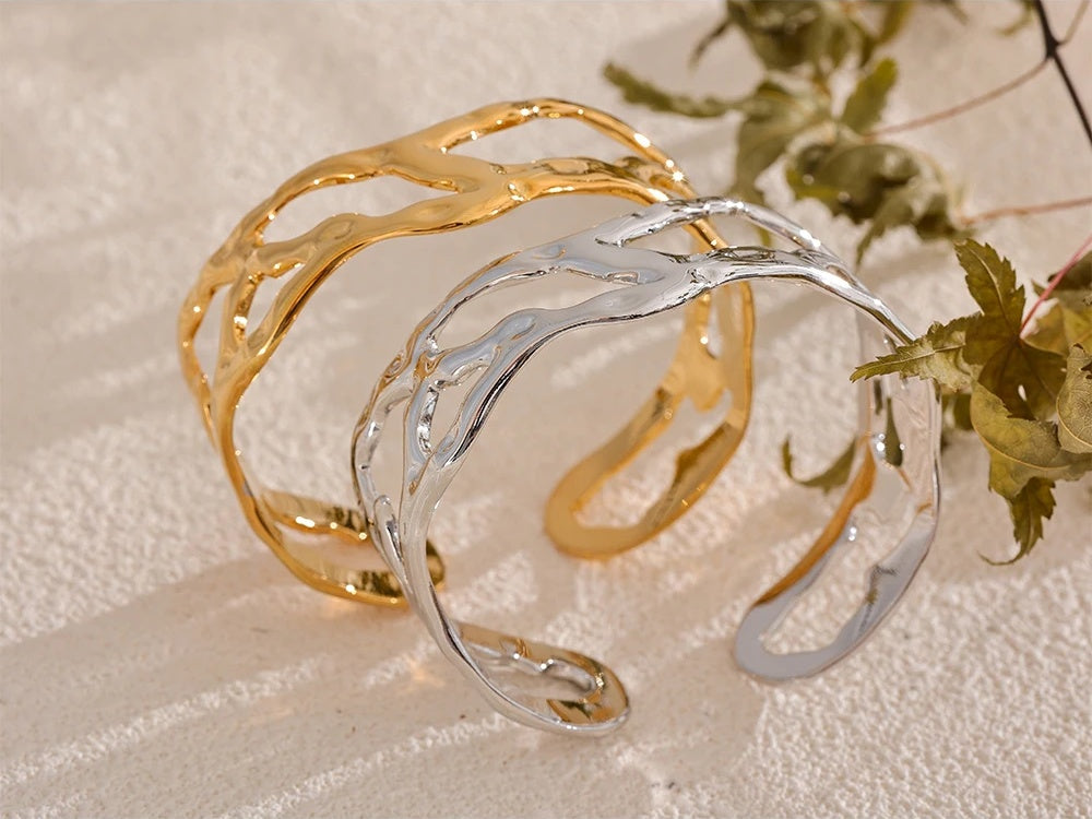 Unique design hollow wide cuff bracelet - product image