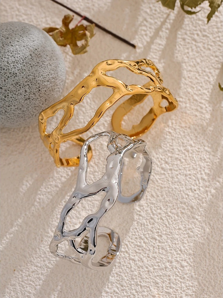Unique design hollow wide cuff bracelet - product image