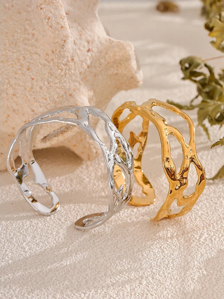 Unique design hollow wide cuff bracelet - product image