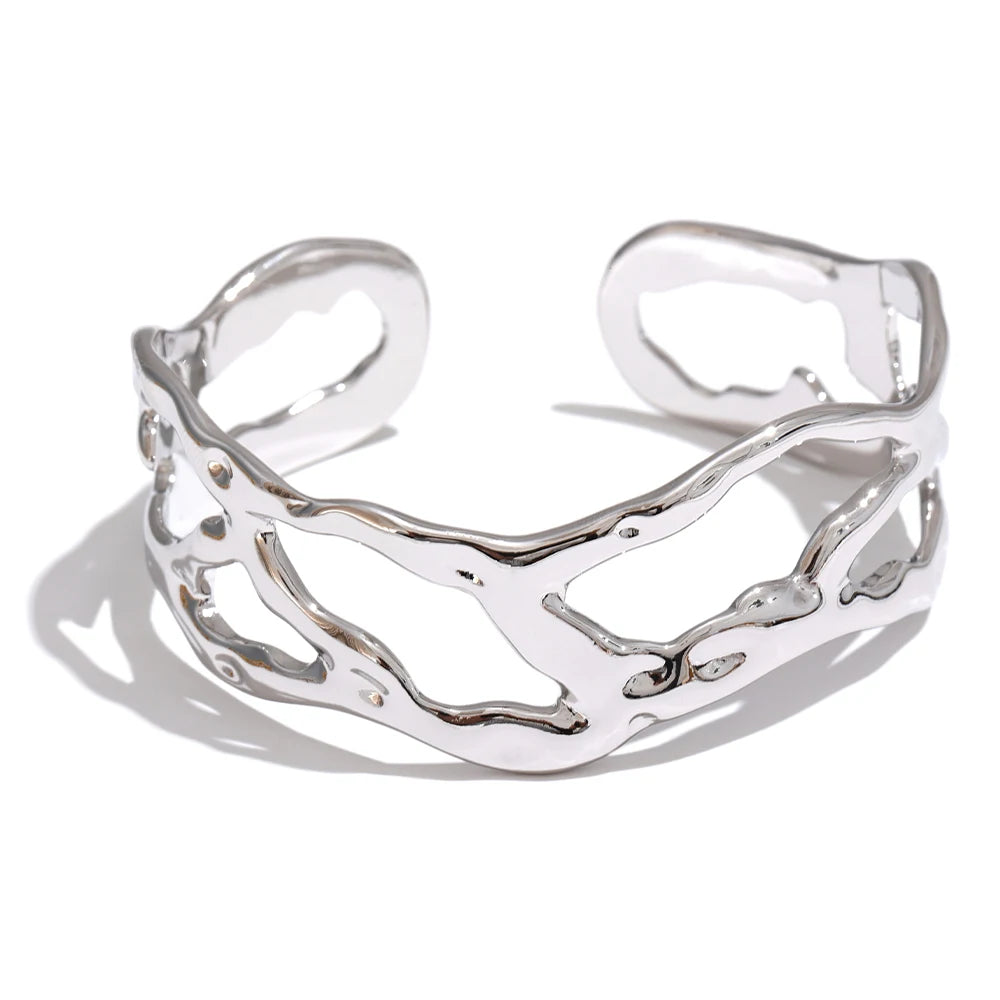 Unique design hollow wide cuff bracelet - product image