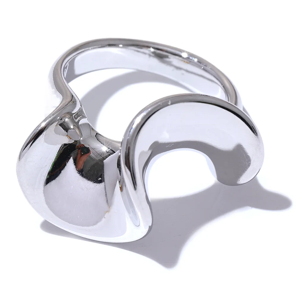 Unique irregular contemporary smooth metal ring - product image