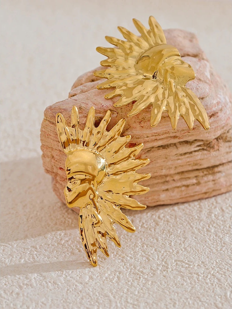 Unique portrait metal individualistic stud earrings - product image