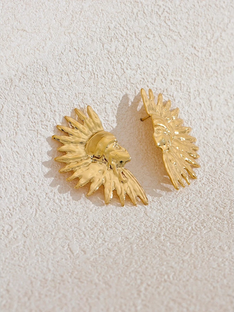 Unique portrait metal individualistic stud earrings - product image