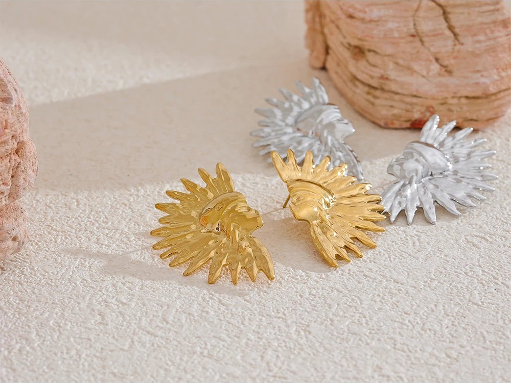 Unique portrait metal individualistic stud earrings - product image