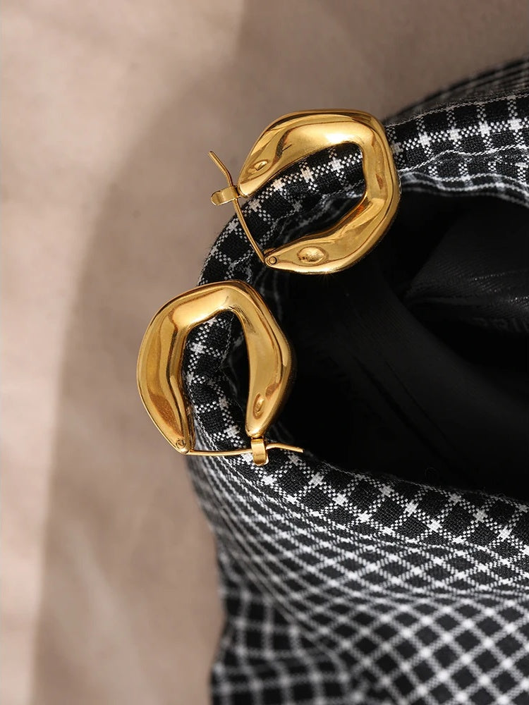 Unusual abstract texture hoop earrings - product image