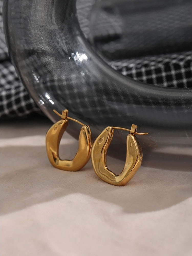 Unusual abstract texture hoop earrings - product image