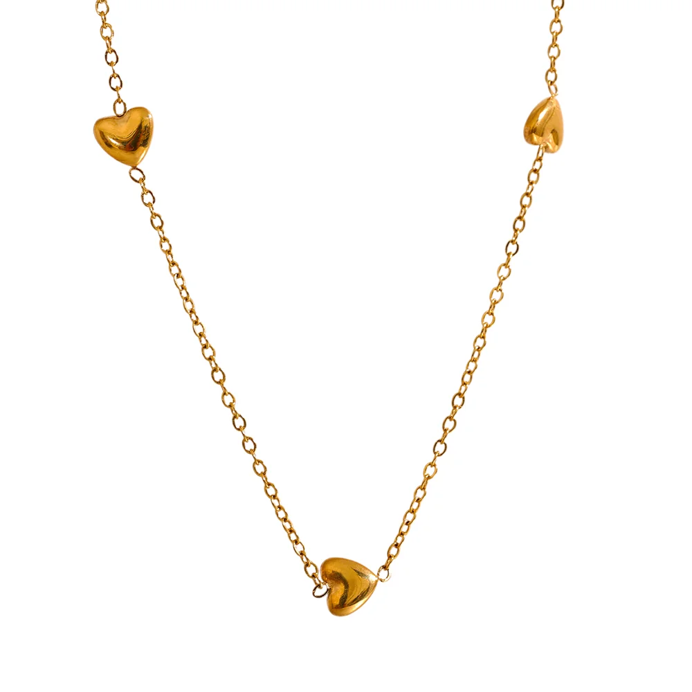 Very thin heart chain link necklace - product image