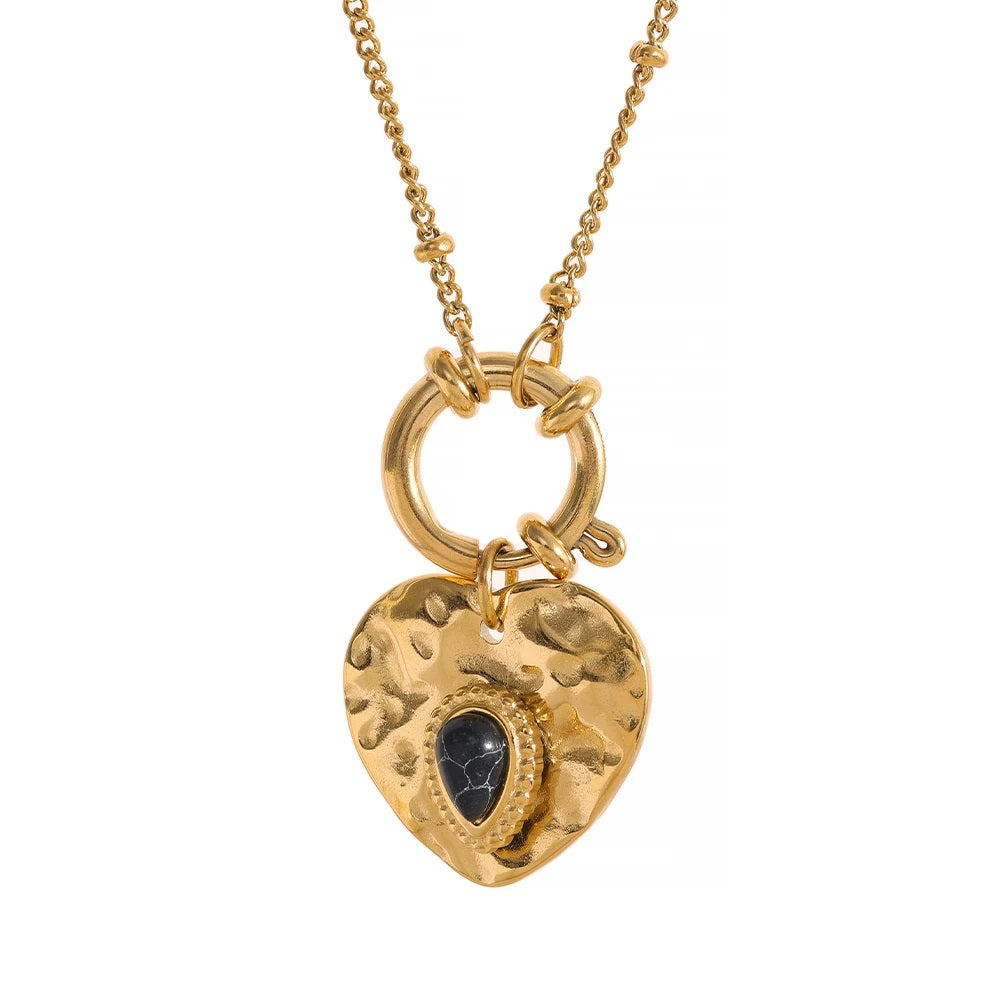 Vintage metal heart pendant necklace - product image