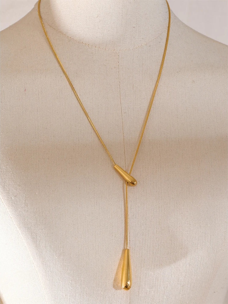 Water drop long adjustable pendant necklace women - product image