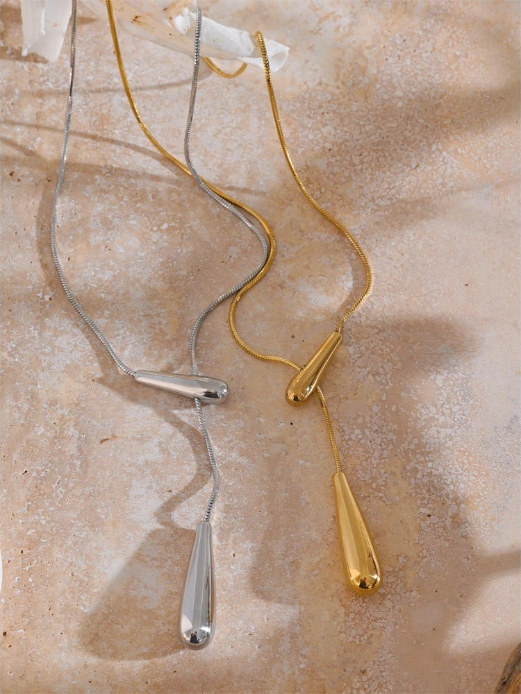 Water drop long adjustable pendant necklace women - product image