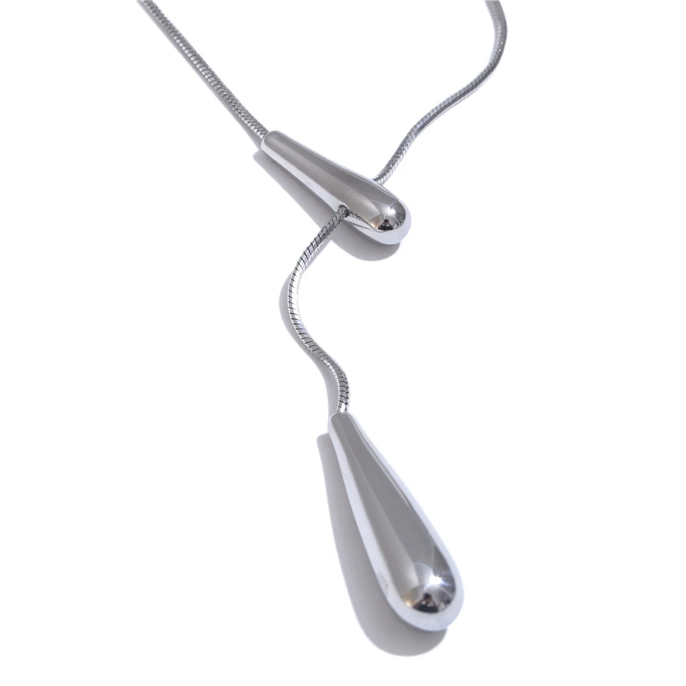 Water drop long adjustable pendant necklace women - product image