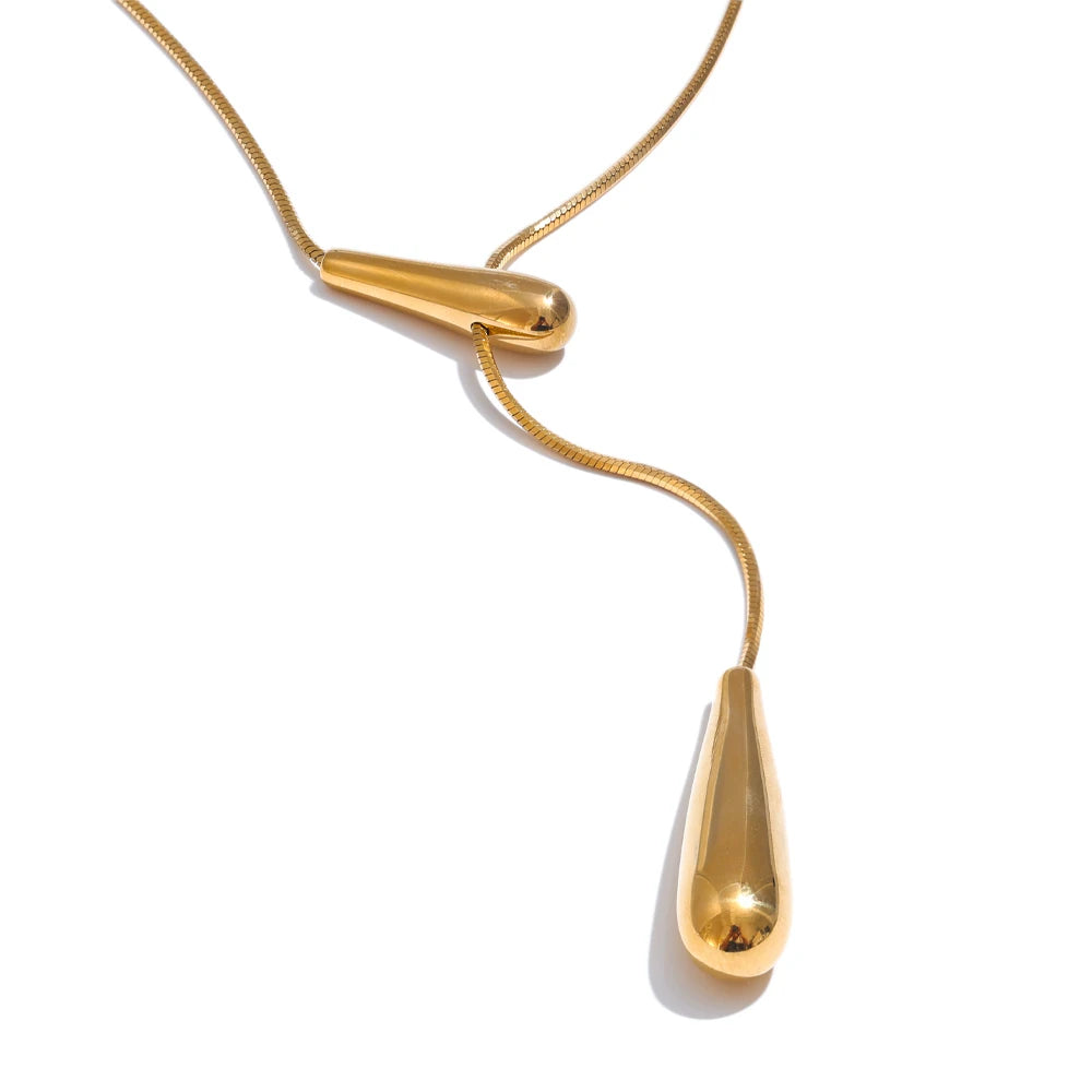 Water drop long adjustable pendant necklace women - product image