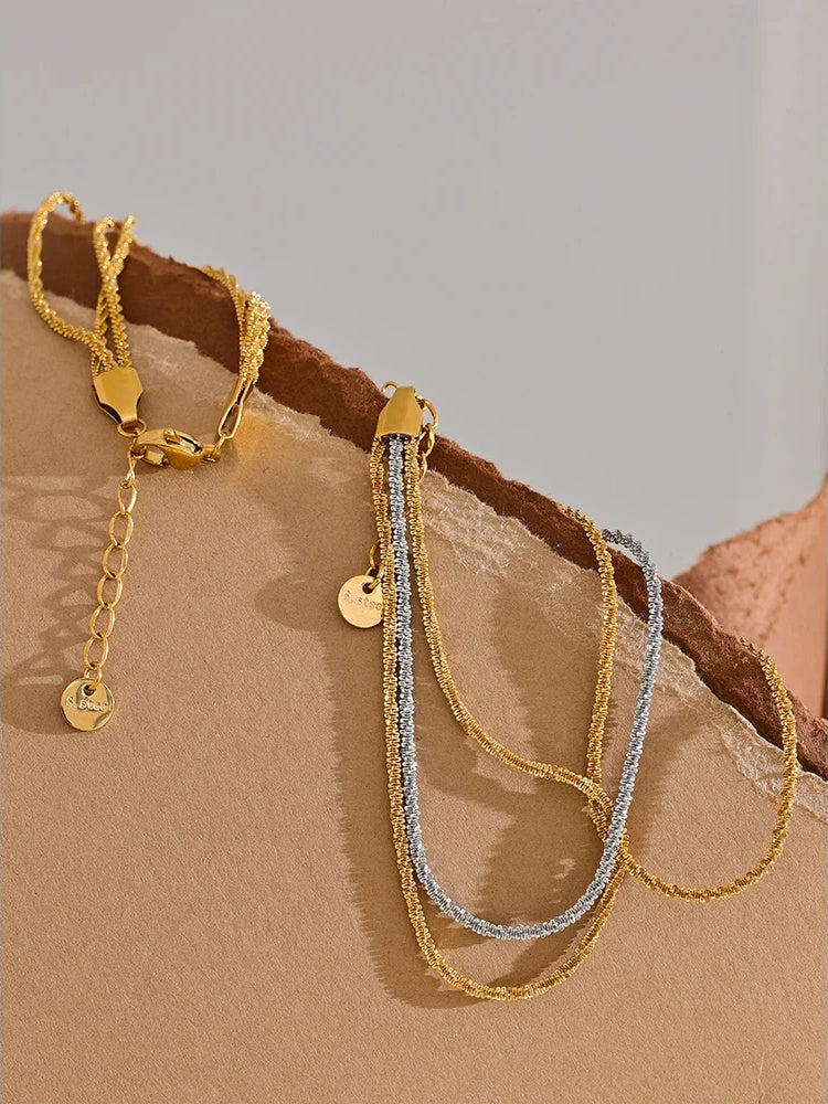 Waterproof layered chain stacking bracelet - product image