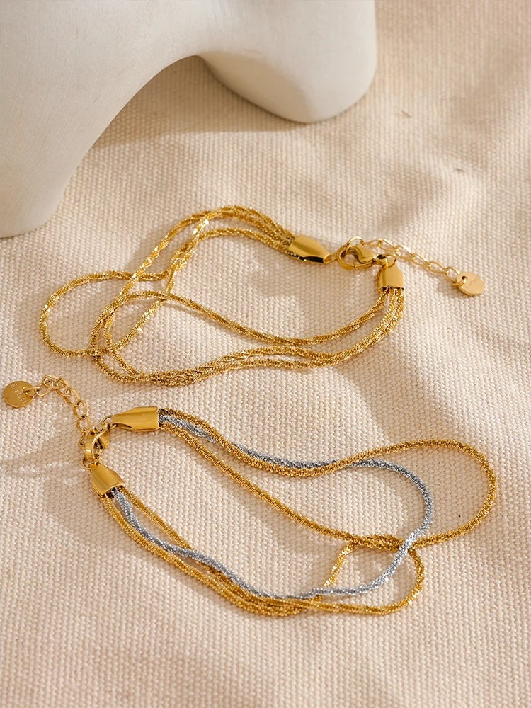 Waterproof layered chain stacking bracelet - product image