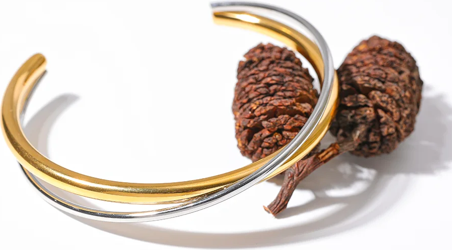 Waterproof minimalist double color cuff bracelet - product image