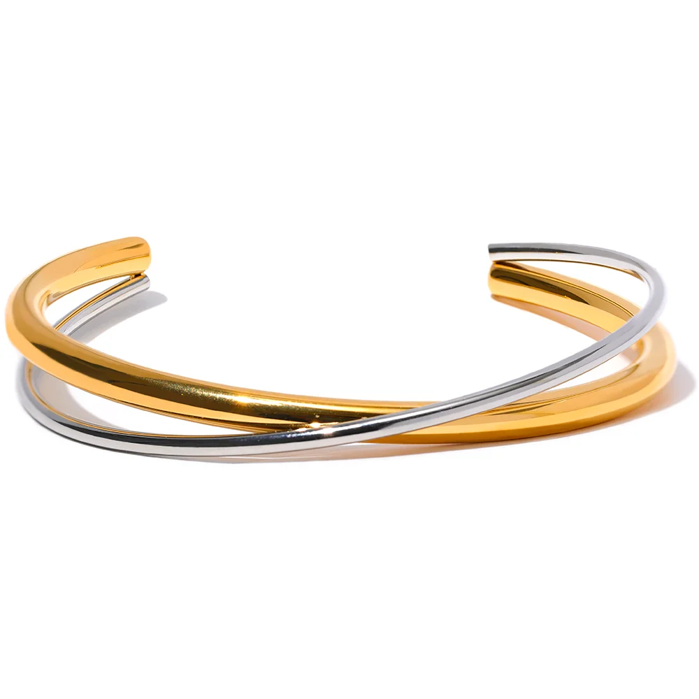 Waterproof minimalist double color cuff bracelet - product image
