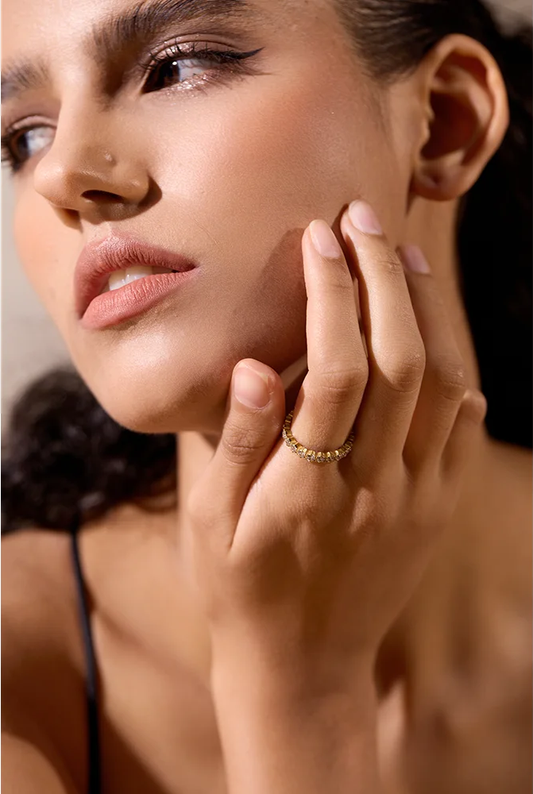 White cubic zirconia thin abstract women's ring - product image