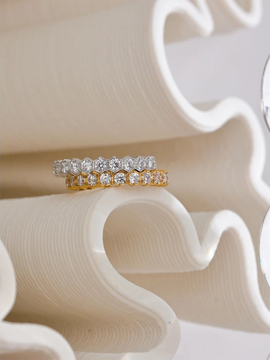 White cubic zirconia thin abstract women's ring - product image