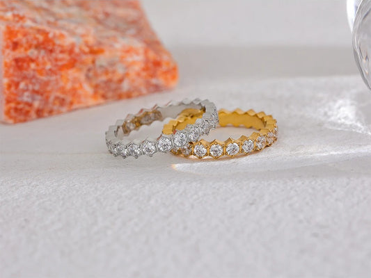 White cubic zirconia thin abstract women's ring - product image
