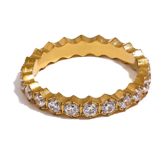 White cubic zirconia thin abstract women's ring - product image