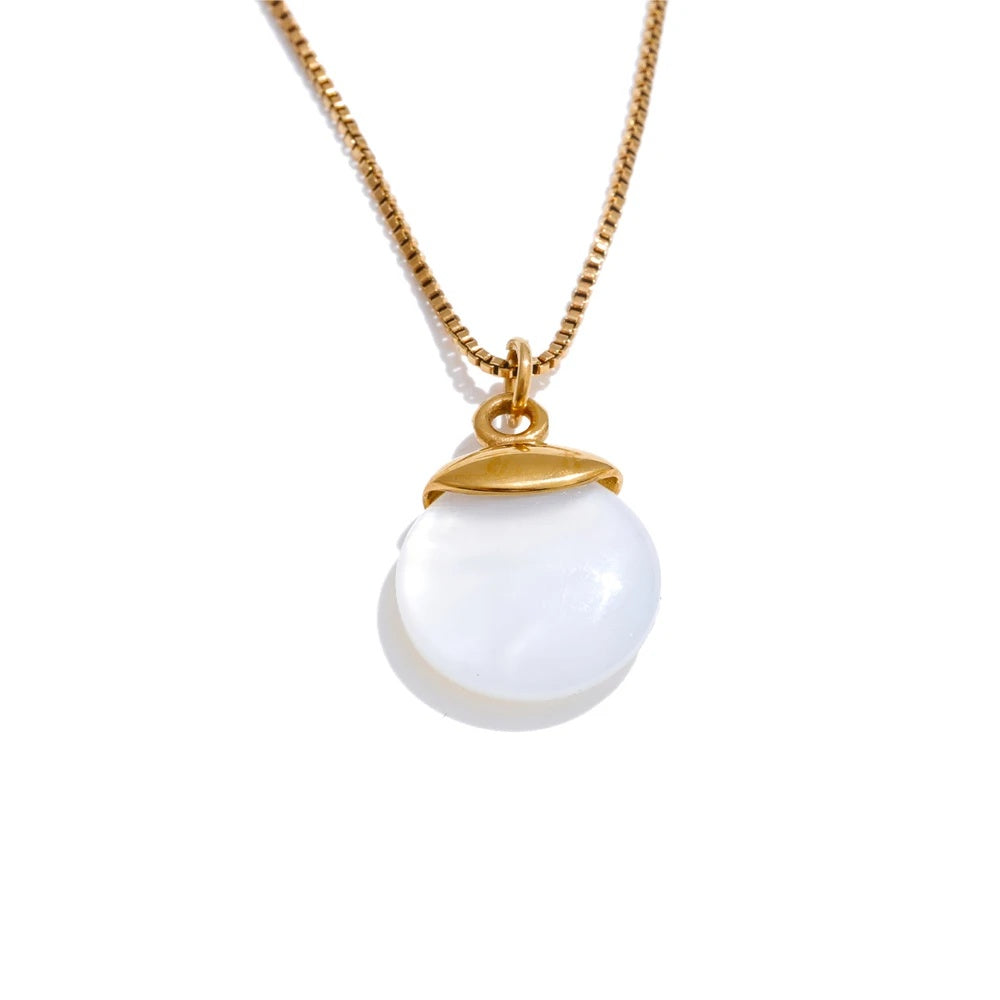 White natural stone pendant necklace - product image