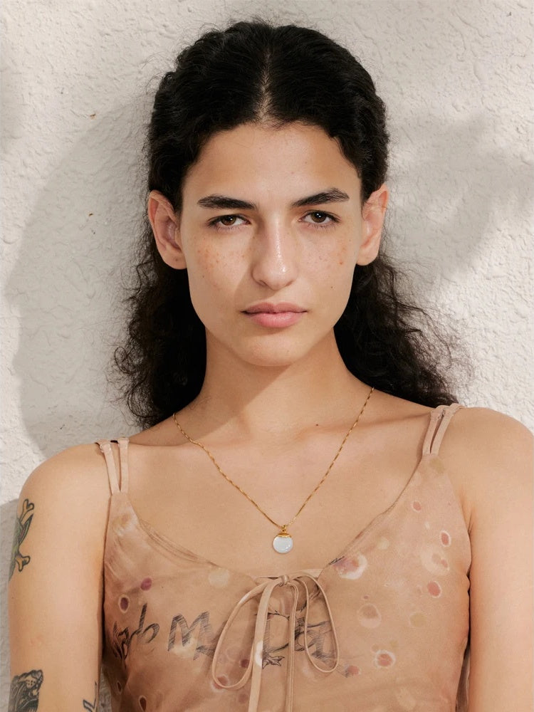 White natural stone pendant necklace - product image