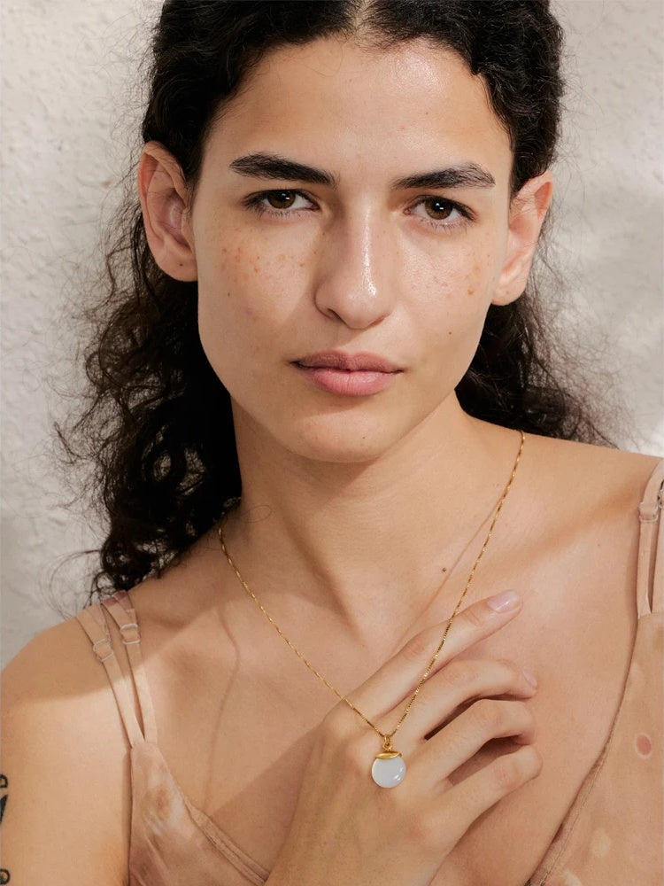 White natural stone pendant necklace - product image