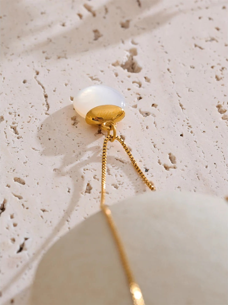 White natural stone pendant necklace - product image